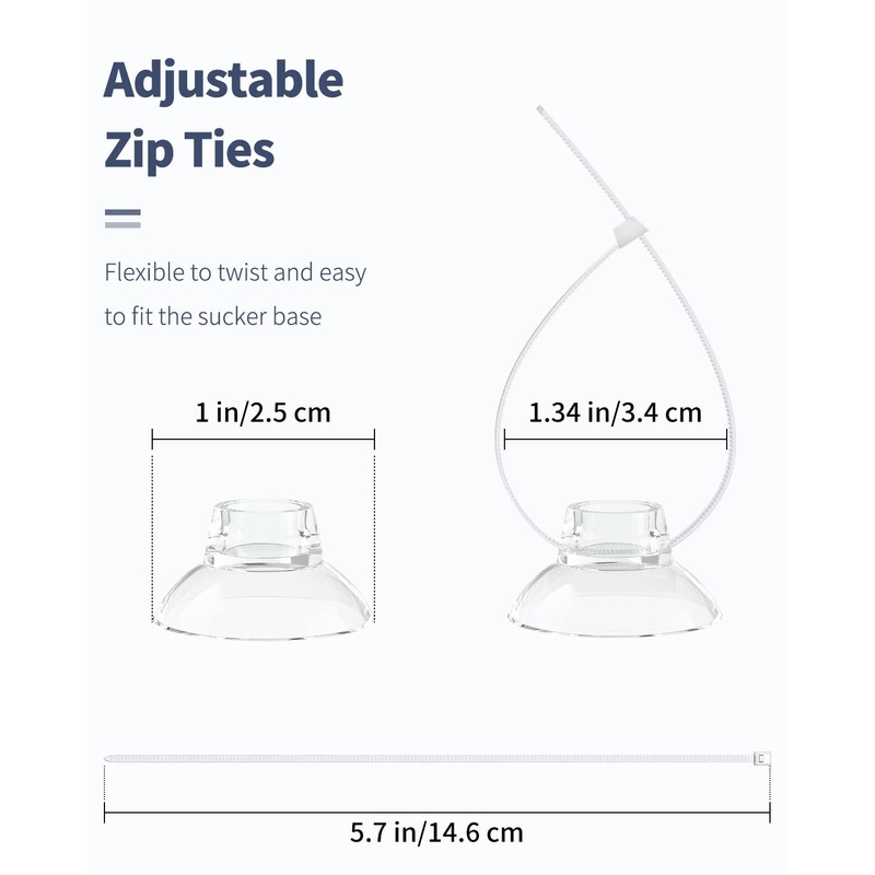 Pawfly 10 Pack Suction Cups with 20 Pieces Adjustable Zip