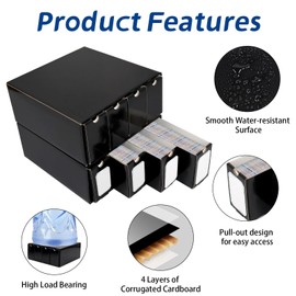 Trading Card Storage Box, 8-Pack • 600 Count Sports Card Storage Boxes, 4800+ Trading Card Organizer for Yu-Gi-Oh TCG, Glossy Black