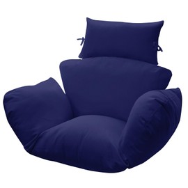 Outdoor egg Chair Cushion Replacement 47x31.5x4.7 Inch -Thicken Foldable Removable Waterproof Egg Chair Cushions with Headrest, Indoor Hanging Chair Cushion, Patio Swing Cushions,Machine Washable,Blue