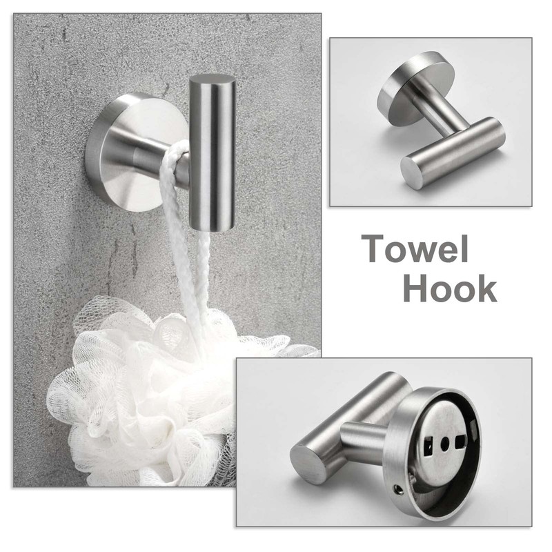 ProChosen 4 Pack Towel Hooks, Wall Coat Hook Bathroom Matte