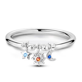 NARMO 925 Sterling Silver Rings for Women Evil Eyes Rings Twined Line Cubic Zirconia Rings Simple Stackable Finger Rings Engagement Ring Personality Rings Size 52-60 mm