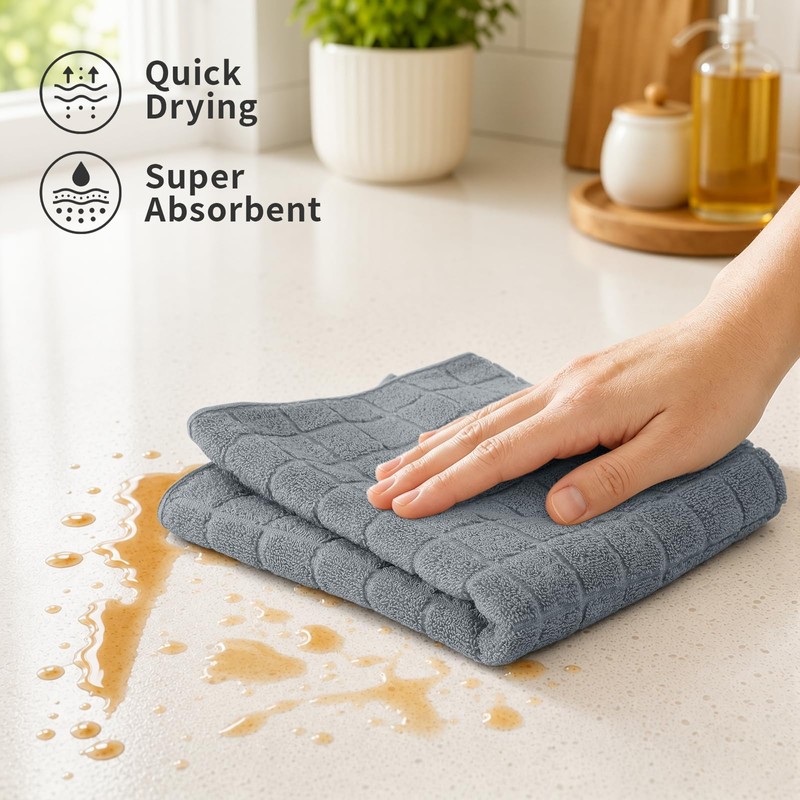 Kitinjoy Premium Kitchen Towels (16"x 28", 6 Pack), Large 100%