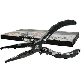 Umibozu Fishing Pliers Japanese Sumi-e Model Domestic, Rust Free, Locking Function, Multi-functional, Needle Remover, Hook Removal, Line Cutter, Includes Safety Rope, Stainless Steel, High