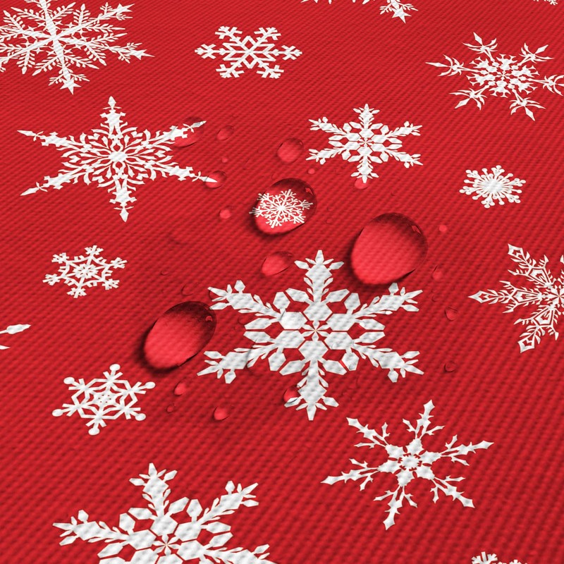 AIBIIN Christmas Tablecloth white Snowflake Rectangle Holiday Table Cloth Waterproof