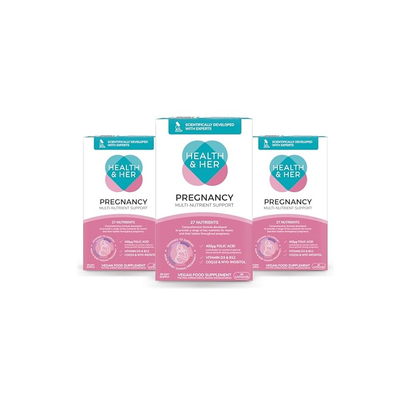 Health & Her Pregnancy Multivitamins for Women, Vegan, 90 Day