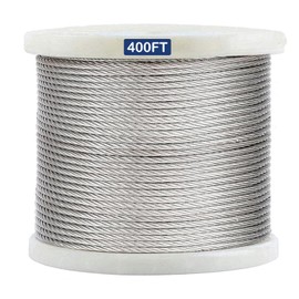 hannger 3/16" Stainless Steel Cable, 400FT Wire Rope, 7 x 19 Strand Aircraft Cable, 3700lbs Breaking Strength Metal Cable for Boat Lifts Cable, Zipline, Shade Sails