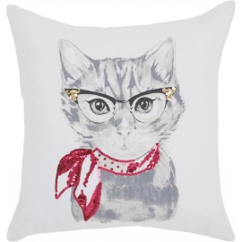 Homeroots 18" Red and White Cotton Throw Pillow