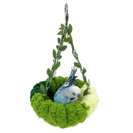 Aptliton Parrot Bird Nest, Bird Toys for Caged Birds, Thick Coral Velvet Hammock Natural Swing Hanging Bed for Parrots, Bird Nest House for Lovebird Parrots Parakeets Cockatiel(Small)