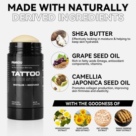 Pamiou Tattoo Aftercare Tattoo Butter Balm, On The Go Tattoo Care Stick, Portable Balm For Color Enhancement, Brightener & Moisturizer With Naturally Derived Ingredients - 1 oz