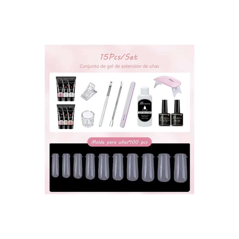 Kit Para De Polygel Uñas Completo Acrilico Uñas Con 15pcs
