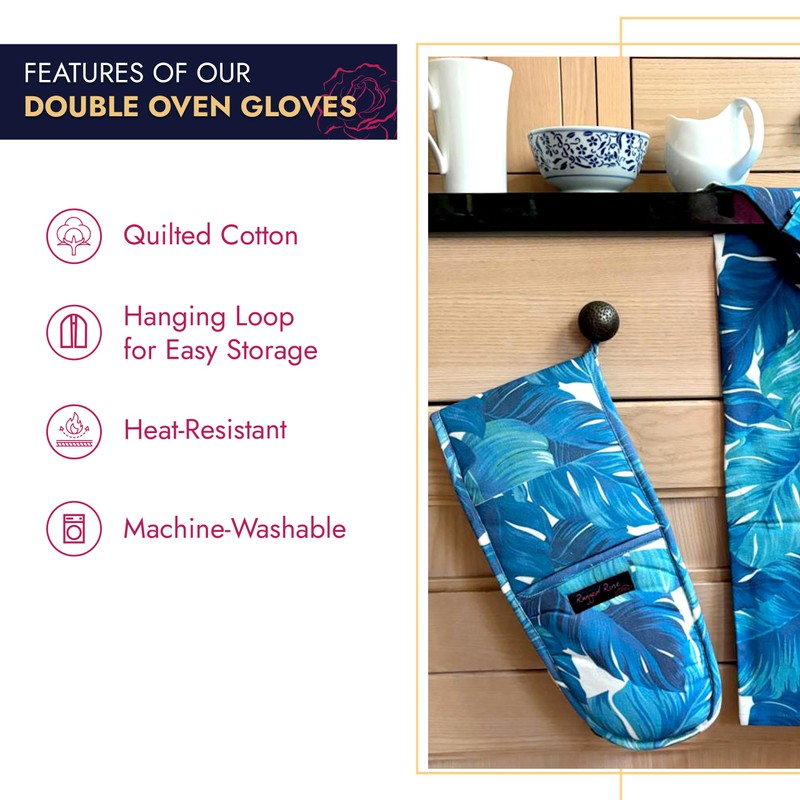 Ragged Rose Double Oven Gloves - 84 cm x 18