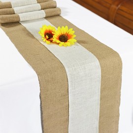 Wlirantim 1 Pack 12 x 72 Inch Boho Burlap Table Runner,Rustic Jute Table Runner and Placemats for Western Wedding Table Decorations,Farmhouse Style Party,Kitchen Table Decor Cover,Natural Colour Edge