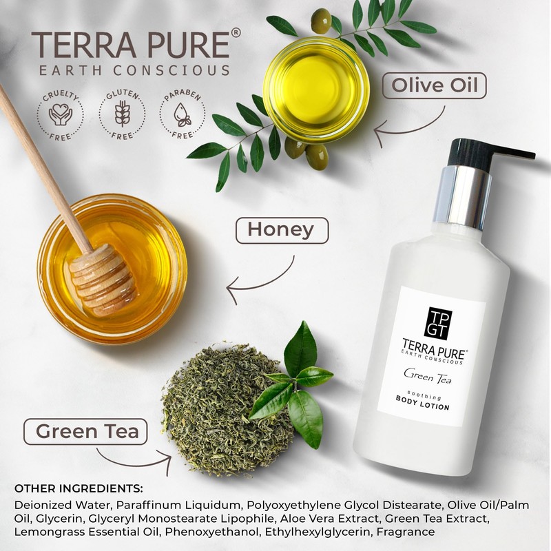 Terra Pure Green Tea Lotion, 10.14 oz. With Organic Honey