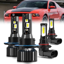 AYGZRUB For 2005-2012 Ford Mustang light Bulbs, 9008 High Low Beam 9145 Fog Light Combo, 4PCS