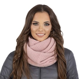 VIVISENCE 7103 Women's Winter Loop Scarf Made of Fashionable Cosy Warm Yarn with Double Around The Neck, Wearable Cold Winter Days, Women's Elegant and Sporty Outfits, Winter Autumn, pink