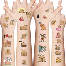 10 Sheets Cute Capybara Temporary Tattoo fake tattoos markers for teens Toddlers Children Boys Girls