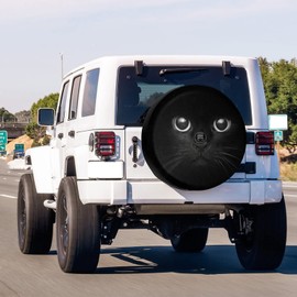 Foruidea Cat in The Dark Spare Tire Cover with Backup Camera Hole Wheel Tire Cover Fit Trailer, RV, SUV and Many Vehicle 17inch