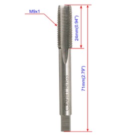 Aopin M9 x 1 Taper Hand Tap HSS Metric High Speed Steel Hand/Machine Use Straight Flute Thread Tap, Used to Make New Screws, Re-Threading Damaged and Clogged Screws, 2 Pcs