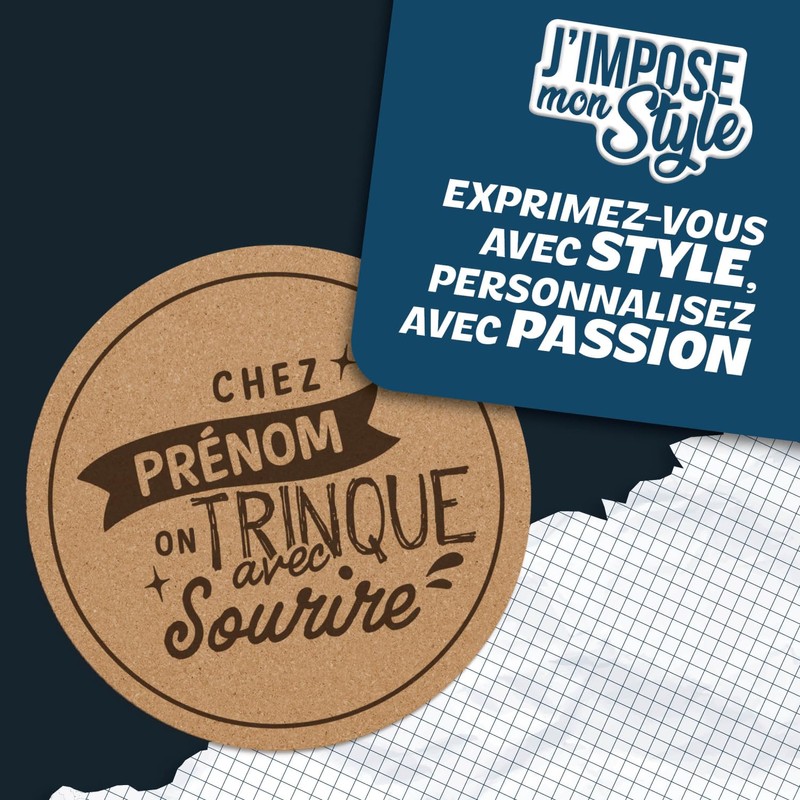 Untersetzer aus Kork, personalisierbar, 6 Stück, originelle Geschenkidee