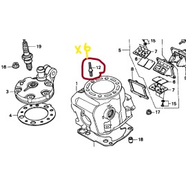 HONDA CR250 CR 250 ENGINE CYLINDER HEAD STUDS x6, 1997-2001, 90011-KR8-750
