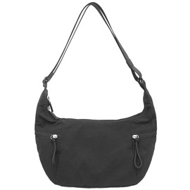 HAUMAUH Women's Crossbody Bags Small Black | Nylon Shoulder Bag Lightweight | Work Purse for Office, College Life, Travel, Commuting, Fits Phone Wallet Keys (Black)