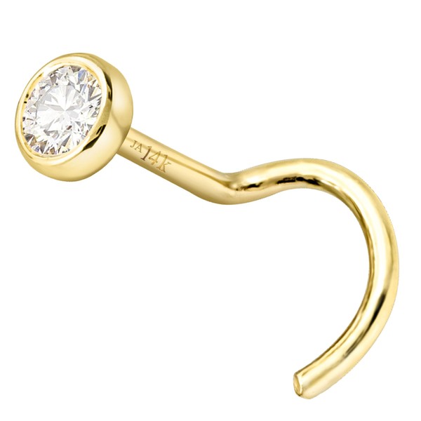 14K Yellow Gold Bezel Set 2.5mm-0.08 ct Diamond Nose Screw