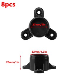 Antrader PVC Table Leg Cap Fittings Furniture Grade Rod Holder,8Pcs Table Screw Caps PVC Fittings White Screw Tab Caps with Mounting Screws, Fits for 1 Inch PVC Pipe,Black