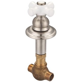 Central Brass 80607-M1/2-B3-BN Tile Stop Rough-In Valve Combo 1/2" CXC Direct Sweat Inlets / 1/2" Taper NPT Pipe in Brushed Nickel