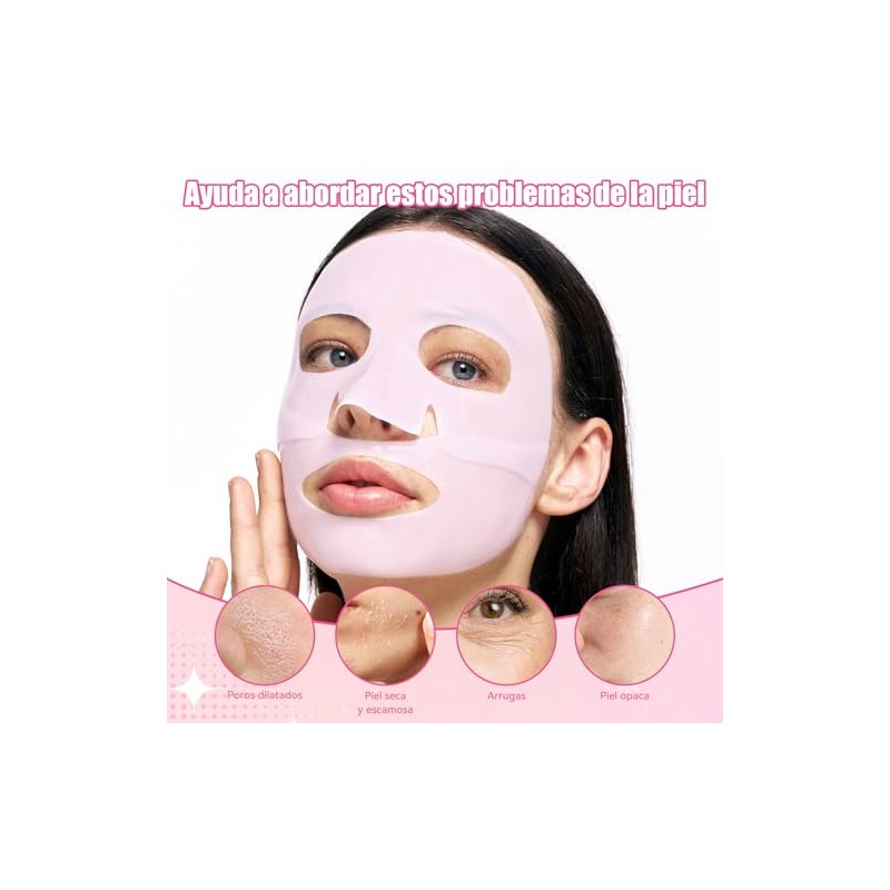 4PCS Bio Mascarilla Colageno, Antifaz de Gel para Cara, Mascarilla