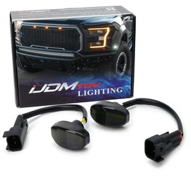 iJDMTOY Smoked Lens White Full LED Front Side Marker Light Kit Compatible with 2010-14 Ford Raptor, Powered by 12-SMD LED, Replace OEM Sidemarker Lamps