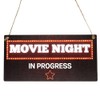 Second Ave Movie Night In Progress Wooden Hanging Rectangle Home