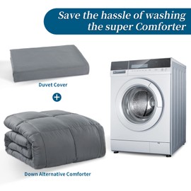 HOMBYS Oversized King Down Alternative Fluffy Comforter, 120 x 120 in, 116 oz, Grey