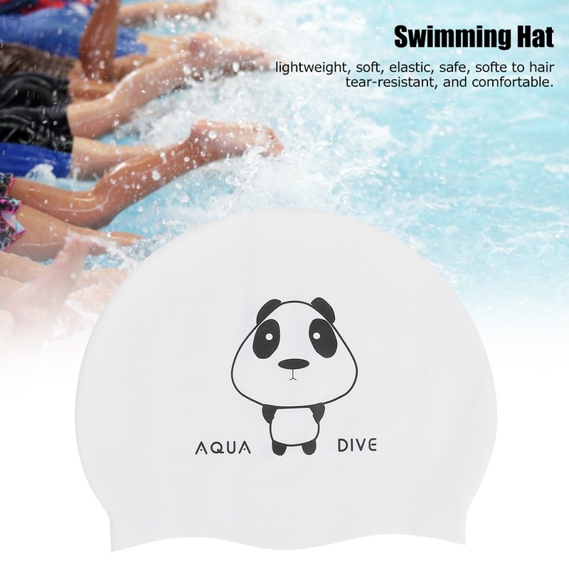2Pcs Silicone Swimming Cap Hat Cartoon Cute Universal Type for