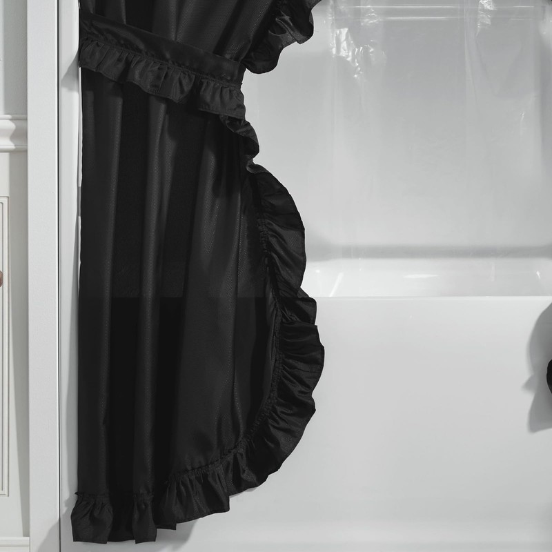 Stoneberry Home Ruffled Shower Curtain Set, Elegant 4-Piece Bathroom Ensemble