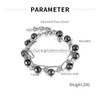 Women's Hematite Power Stone Bracelet, Black Beads, Stainless Steel Chain,
