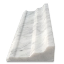 Stone Center Online C02H Carrara White Marble Large Cap Crown Square Edge Trim Molding Honed
