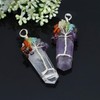 Zaicus Amethyst and Clear Quartz Flat Gemstone Pendant with Seven