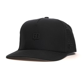 BRIMZ Outdoor Performance Hat - Breathable Sweat Resistant Fitness Hats - Best for Golf, Running, Workouts, Fishing, Exercise - Moisture-Wicking 5-Panel Baseball Cap Snapback (Bolt Logo - Black)