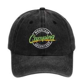 Camping Baseball Caps- Mens Embroidery Dad Hat Unstructured Soft Vintage Washed Cotton Outdoor Baseball Cap Trucker Hat Peak Cap Golf Running Outdoor Cap