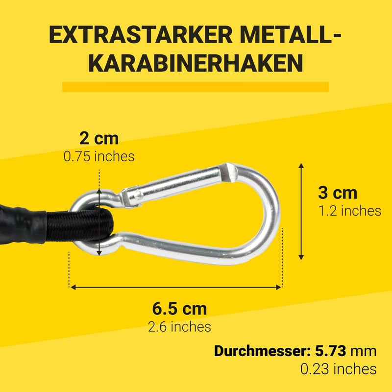 PRETEX 6 Expanders with Carabiner Hooks, 3 Different Lengths and