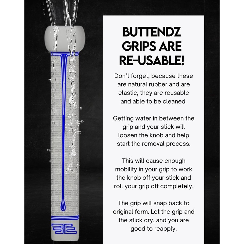 Buttendz Flux Z Hockey Stick Replacement Grip, Reusable Design, Large