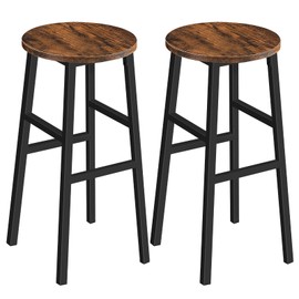 MAHANCRIS Bar Stools, Set of 2 Round Bar Chairs with Footrest, 28 Inch Kitchen Breakfast Bar Stools, Industrial Bar Stools, Easy Assembly, for Dining Room, Kitchen, Rustic Brown BAHR02701