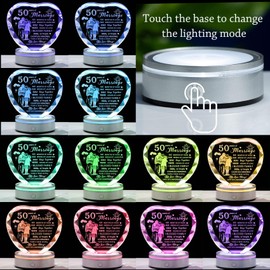 Movdyka 50th Wedding Anniversary Crystal Gifts for Couple Parents, Unique 50th Anniversary Decorations Lamp Gifts for Women Men, 50 Years of Marriage Anniversary Keepsake Gifts for Him Her