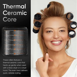 HYOUJIN 9p Self-Grip Ceramic Ion Heated Hair Rollers Set Long or Short Hair for Salon Quality Blowout (Black) (60mm 48mm 36mm) Black-9pcs Color / HYOUJIN 9p 셀프 그립 세라믹 이온 온열 헤어 롤러 살롱 품질의 블로우아웃을 위한 긴 머리 또는 짧은 머리를 세트 (블랙) (60mm 48mm 36mm) Black-9pcs Color