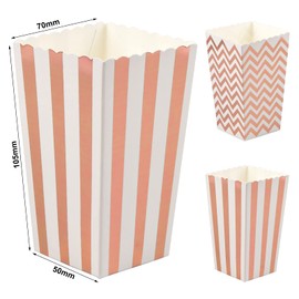 Focenat 20 Pieces Popcorn Boxes, Popcorn Containers Cardboard, Popcorn Bags Rose Gold, Popcorn Bucket Reusable, Small, Popcorn Cups Plastic, Popcorn Favor Boxes for Kids, Candy, Party