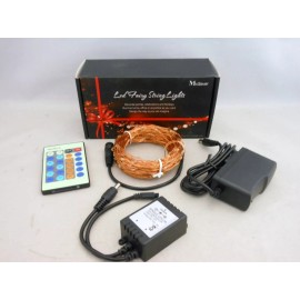 MxSaver Fairy LED Copper Wire String Lights Dimmable Warm White 66" 200 Led w/Remote 1PK