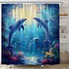 UEAUUN Funny Dolphin Shower Curtain Underwater World Tropical, 70x70 Inch