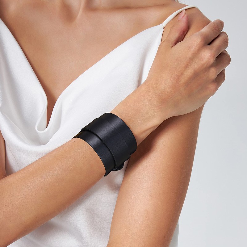 SHADOW DANCE UK Black Genuine Leather Wrist Cuff Band Adjustable