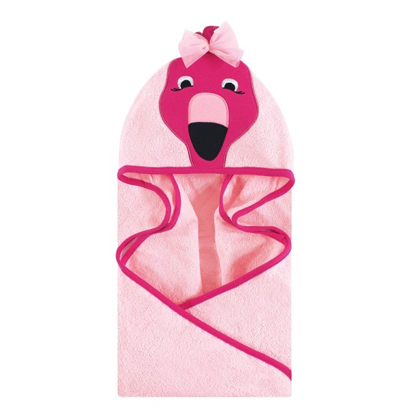 Hudson Baby Animal Face Hooded Towel, Flamingo, One Size