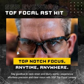 SSP Eyewear Top Focal AST Tactical Safety Glasses Kit, 3 HD A-Eye NVR/fog Upper Bifocal Lenses, 3.00 Magnifaction